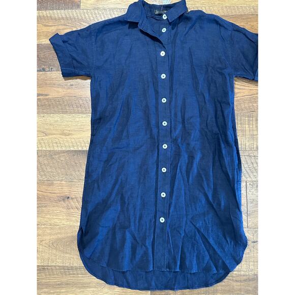 J.Crew Navy Button Down Captain Shirt Dress - Picture 3 of 7